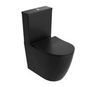 LAVITA Eendelig staand toilet met ingebouwde spoelkast NAUTILIUS BLACK WC-deksel met softclose Keramisch toilet Randloos toiletpot Toiletpot Staand + WC-aansluitstuk
