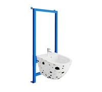 LAVITA Élément mural pour bidet LAV 500 + bidet mural Sofi Stone Kit complet avec trou de robinetterie et protection anti-débordement en céramique WC WC hygiénique et facile d'entretien 36,5 x 49 x
