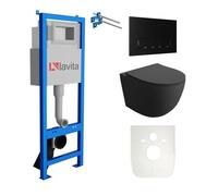 Lavita LAV 101 Elément bâti-support pour WC 40cm + WC suspendu SINTO noir sans rebord+plaque de commande LAV 3.4 noir Set complet
