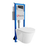 Lavita LAV 101 Élément mural pour WC 40 cm + évier mural suspendu sans bord + panneau de commande LAV 200.1.2 chromé | Kit complet | Réservoir de chasse encastré | WC complet