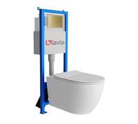 Lavita LAV 101 SINTO GRANDE Élément mural pour WC 40 cm + évier mural suspendu sans bord + panneau de commande LAV 200.3.5 doré | Kit complet | Réservoir de chasse encastré | WC complet