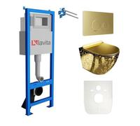 Lavita LAV101 Elément bâti-support pour WC 40cm+WC suspendu SOFI SLIM GOLDEN EYE sans rebord+plaque de commande LAV 4.5 Gold |Kit|