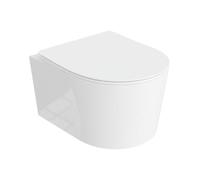 LAVITA WC mural Loso | Toilettes suspendues ovales | Siège en plastique blanc brillant | Toilette en porcelaine | Montage mural | 360 x 450 x 360 cm