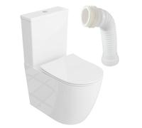 Lavita Nautilius White WC à poser compact sans bride| Pack WC compact complet | 3/6l | + connecteur WC