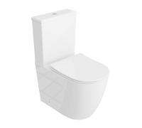 LAVITA Nautilius WHITE wc monobloc avec réservoir de chasse intégré, couvercle abaissement automatique, en céramique, cuvette sans bord, cuvette debout + raccord