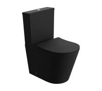 LAVITA NEPTUN BLACK wc monobloc avec réservoir de chasse intégré | Couvercle avec système d'abaissement automatique | Cuvette WC sans bord | Cuvette debout + raccord