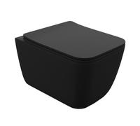 LAVITA Onil Black 3.0 WC mural sans rebord avec chasse Tornado y compris abattant WC à fermeture douce en Duroplast - WC suspendu en céramique noir mat 510 x 355 x 395 mm