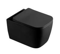 LAVITA Onil Black Abattant de WC suspendu avec système d'abaissement automatique et charnières en métal - Cuvette suspendue sans bord - 355 x 510 x 395 mm - Noir