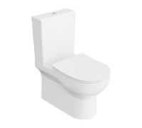 LAVITA POSEJDON White Monobloc Avec Réservoir de Chasse Intégré | Couvercle Avec Système d'Abaissement Automatique | Céramique Sans Bord | Cuvette Debout + Raccord