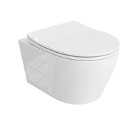 LAVITA Praia Abattant de WC suspendu avec système d'abaissement automatique et charnières en métal Blanc brillant 360 x 480 x 395 mm