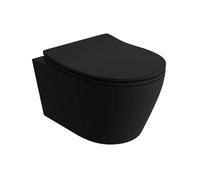 LAVITA Praia Black Abattant de WC suspendu avec système d'abaissement automatique et charnières en métal Noir 360 x 480 x 375 mm