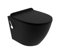 LAVITA Salto Black WC suspendu avec fonction bidet et couvercle coloré avec système d'abaissement automatique et charnières métalliques Tornado sans rebord 370 x 490 x 395 mm Noir
