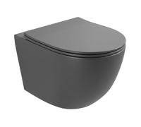 LAVITA Sinto Grey 3.0 WC mural sans rebord avec chasse Tornado avec abattant WC à fermeture douce en Duroplast - WC suspendu en céramique gris mat 490 x 365 x 395 mm
