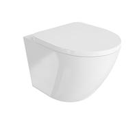 LAVITA Sofi - Cuvette de toilette sur pied avec système d'abaissement automatique et charnières métalliques - Abattant WC SoftClose - En céramique sans bord - Cuvette de toilette debout - 37 x 56,5 x
