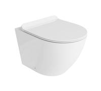 LAVITA Sofi Slim 3.0 WC mural sans rebord avec chasse Tornado avec abattant WC à fermeture amortie Slim en Duroplast - WC suspendu en céramique blanc brillant 490 x 365 x 395 mm