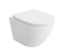 LAVITA Sofi Slim White Mat 3.0 WC mural sans rebord avec chasse Tornado avec abattant WC à fermeture douce Slim en Duroplast - WC suspendu en céramique blanc mat 490 x 365 x 395 mm