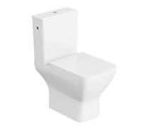 Lavita Toilette debout monobloc avec réservoir de chasse intégré LOTUS | Cuvette de WC en céramique sans rebord avec abattant à fermeture automatique Set de cuvette de toilette et de bac à urine