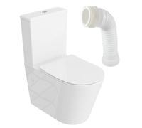 LAVITA Toilettes individuelles avec chambre de chasse intégrée ANTON BLANC Kit complet abattant wc avec fonction abaissement, WC céramique Rimless, système de rinçage TORNADO
