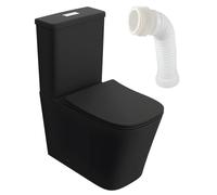 Lavita Tryton Black WC à poser compact sans bride| Pack WC compact complet | 3/6l | + connecteur WC
