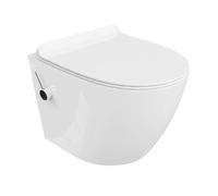 LAVITA Wand-WC Salto Abattant de WC suspendu avec fonction d'abaissement automatique et charnières en métal Color à suspendre sans rebord 370 x 490 x 395 mm Blanc brillant