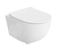 LAVITA WC mural Dalia - Abattant WC suspendu avec système d'abaissement automatique et charnières en métal - Sans bord - 360 x 520 x 410 cm - Blanc brillant