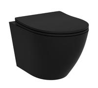 LAVITA WC mural Sinto Black avec système d'abaissement automatique et charnières en métal - Système de chasse d'eau suspendu sans bord Tornado 3.0 - Noir