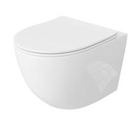 LAVITA WC mural Sinto Toilettes suspendues Siège de toilette avec abaissement automatique et charnières métalliques Toilettes sans bord de rinçage Suspendu Système de rinçage TORNADO 3.0 Baignoire de