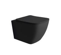 lavita WC Mural Suspendu avec abattant WC avec système d'abaissement Automatique et charnières métalliques, Cuvette Suspendue sans Bord, Noir Lago 340 x 485 x 370 mm, Noir