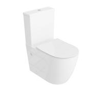 LAVITA WC Sur Pied Monobloc Avec Réservoir de Chasse Intégré Runson White | Kit Complet | Couvercle Avec Système d'Abaissement Automatique | Céramique Sans Bord | Cuvette | Système