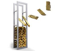 LAWA Étagère à bûches métal galvanisée 40x25x150cm Argenté | Intérieur et extérieur, Range-bûches, Support à bois de chauffage, Stockage de bois