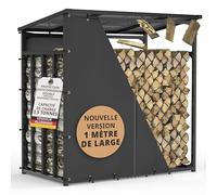 LAWA Living and Lifestyle Étagère à bois de chauffage extérieure en métal avec toit et housse de protection 185 x 105 x 185 cm 50 kg Galvanisé 1m Range buche Anthracite abri bûche