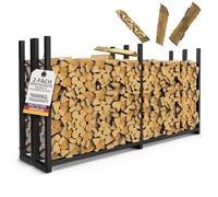 LAWA Living and Lifestyle Lot de 2 abri à bûches extérieur en métal galvanisé 223 × 115 x 25 cm avec housse de protection de 61 cm range-bûches résistante aux intempéries stockage bois de chauffage
