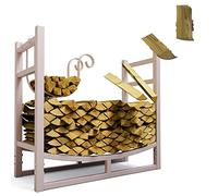 LAWA Porte Bûches 84 x 33 x 76 cm Métal Galvanisé Beige | Intérieur et extérieur, Étagère à bois de cheminée, Range-bûche, Stockage à bois de chauffage