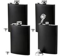 Lawei Lot de 4 Flasques étanches Flasque Alcool en acier inoxydable avec entonnoir gratuit Pour Voyage Pêche Camping Escalade, 240ml