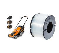 LawnMaster CLMF2437G Tondeuse à Gazon sans Fil 24V Max 2x4.0Ah Batterie, 37cm & Black & Decker A6171 Recharge de Fil 40 m + 25% Gratuit