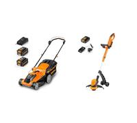 LawnMaster CLMF2437G Tondeuse à Gazon sans Fil 24V Max 2x4.0Ah Batterie, 37cm & CLGT2425S Coupe-Bordures sans Fil 24V, Coupe-Bordures sur Batterie 25cm