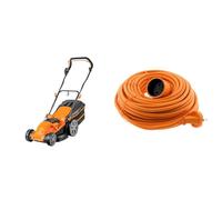 LawnMaster MEB1840M Tondeuse électrique Gazon 1800W 40cm, 6 Hauteurs Réglable 20-70mm, 42L Bac de Ramassage 2 Ans de Garantie & Prolongateur 16A HO5VV-F 2X 1,5 2P sans Terre Orange 20m - Zenitech