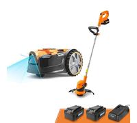 Lawnmaster OcuMow®16 Tondeuses Robot sans câble périmétrique Coupe 250 m² de Gazon avec 2 Batterie Evitement d’Obstacles, Faible Bruit VBRM16 Combo
