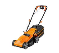 LawnMaster Tondeuse électrique 1400W 34cm, bac 32L Pliable, 300m² | 6 hauteurs 20-70mm, fonction mulching, arrêt sécurité, compact robuste, guidon pliable,moteur puissant haute performance