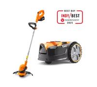 LawnMaster Tondeuse Robot DM16-300 sans Fil Périphérique - Pack 2-en-1 avec Coupe-Bordures sans Fil MX 24V OcuMow DM16-300