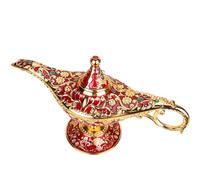Lawnrden Décoration de la Table, Lampe alladdin Zinc Alliage Genie Lampe Vintage Aladdin Ornement Légende Magic Table Décoration de pour Les Cadeaux Maison Rouge