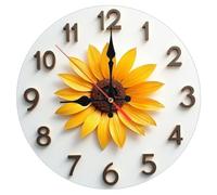 Lawnrden Horloge de Tournesol, Horloge Murale de Tournesol 12 Pouces Non ticins Silencieux Jaune Rond Batte Mur fonctionnant pour Le Salon la Chambre à Coucher école Bureau décor, ne Pas inclure la b