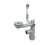 LAXARA Flexlok - Siphon télescopique pour évier de cuisine peu encombrant - Flexibilité universelle avec plastique recy lexlok1 avec trop-plein rond sans tuyau d'évacuation sans couvercle