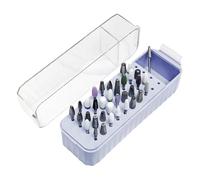 laxreheye Étui pour forets à ongles, organisateur de fraises avec 40 trous, boîte de rangement avec couvercle transparent anti-poussière pour vernis gel sur poste de travail de salon