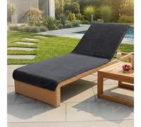 LAYNENBURG Premium Housse de Protection pour Chaise Longue de Jardin - 100% Coton - Oeko-TEX - Housse de Serviette en éponge - Housse de Chaise Longue avec enveloppe (75x200 cm Anthracite)