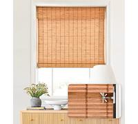 LazBlinds No Tools Abat-Jour Romain en Bambou sans Fil, Filtre la lumière, Stores enroulables pour fenêtre, 50,8 x 162,6 cm (l x H), Bois