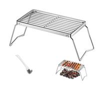 Lazheng Grille pour Barbecue, Barbecue Pliant en Acier Inoxydable 30*16cm | Grille de Camping Pliable avec Brosse de Nettoyage, Grille de Remplacement pour Camping, Grille de Cuisson Outdoor