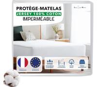 Lazy Bear Home | Alèse 90x190-200cm, Protège Matelas Imperméable Surface Coton Jersey, Forme Drap Housse | Marque FR, Fabriqué UE