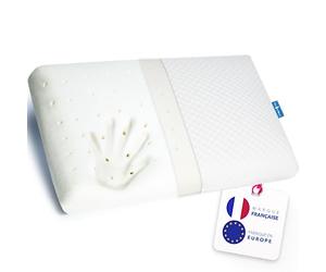 Lazy Bear Home | Oreiller Ergonomique Cervical Mémoire de Forme | Soutien Mi-Ferme | 60x40 cm | Cervicales Douloureuses | Coussin Orthopédique | Marque FR | Fabriqué en Europe
