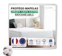 Lazy Bear Home | Protege Matelas 140x190/200 cm Imperméable | Surface Jersey 100% Coton Doux | Alese Drap Housse Grand Bonnet 30 cm | Anti-Acariens | Marque Française | Fabriqué UE